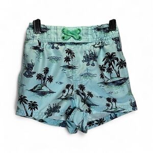 Disney Boy’s Lilo and Stitch Swim Trunks Lined Size 2T Blue Tropical